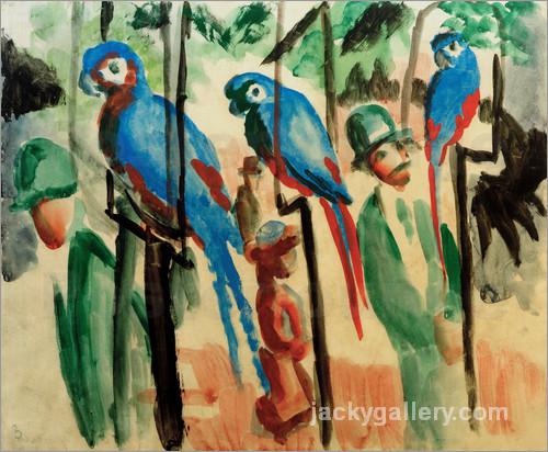 Bei den Papageien, August Macke painting